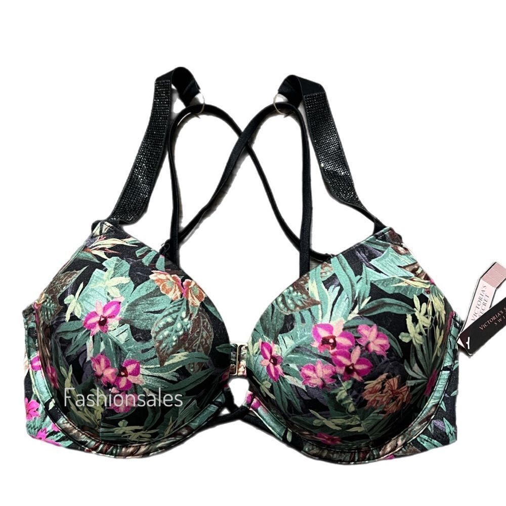 Victorias Secret Swim Bombshell Shine Strap Add-2-Cups Push Up Bikini Top 32D